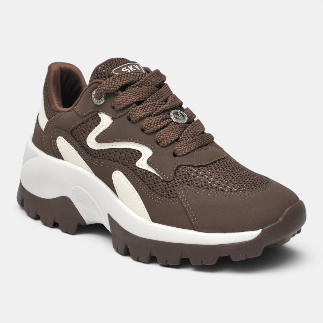 Tênis Via Marte Casual Marrom com Branco Marrom 2