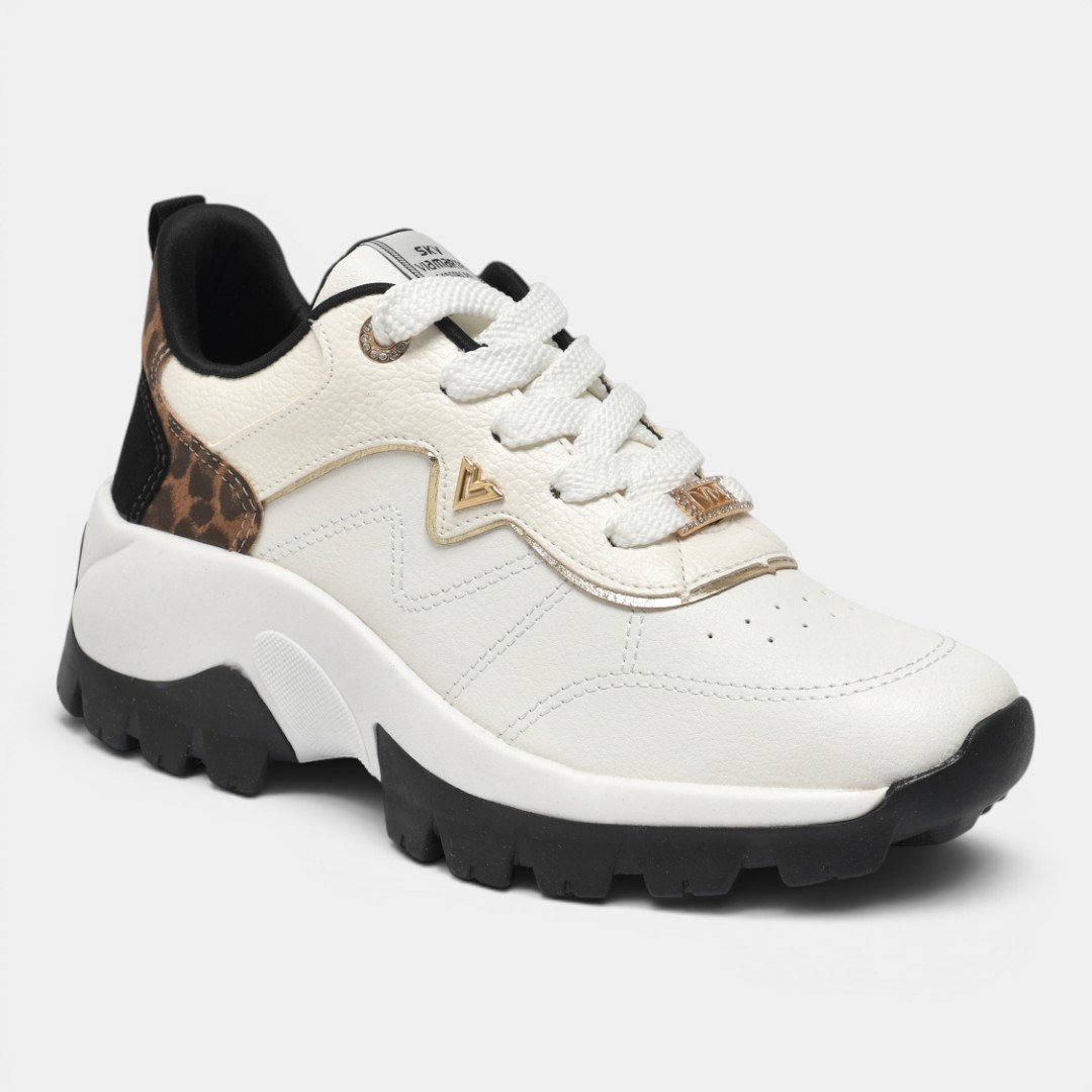 Tênis Via Marte Casual Branco com Preto Branco 2
