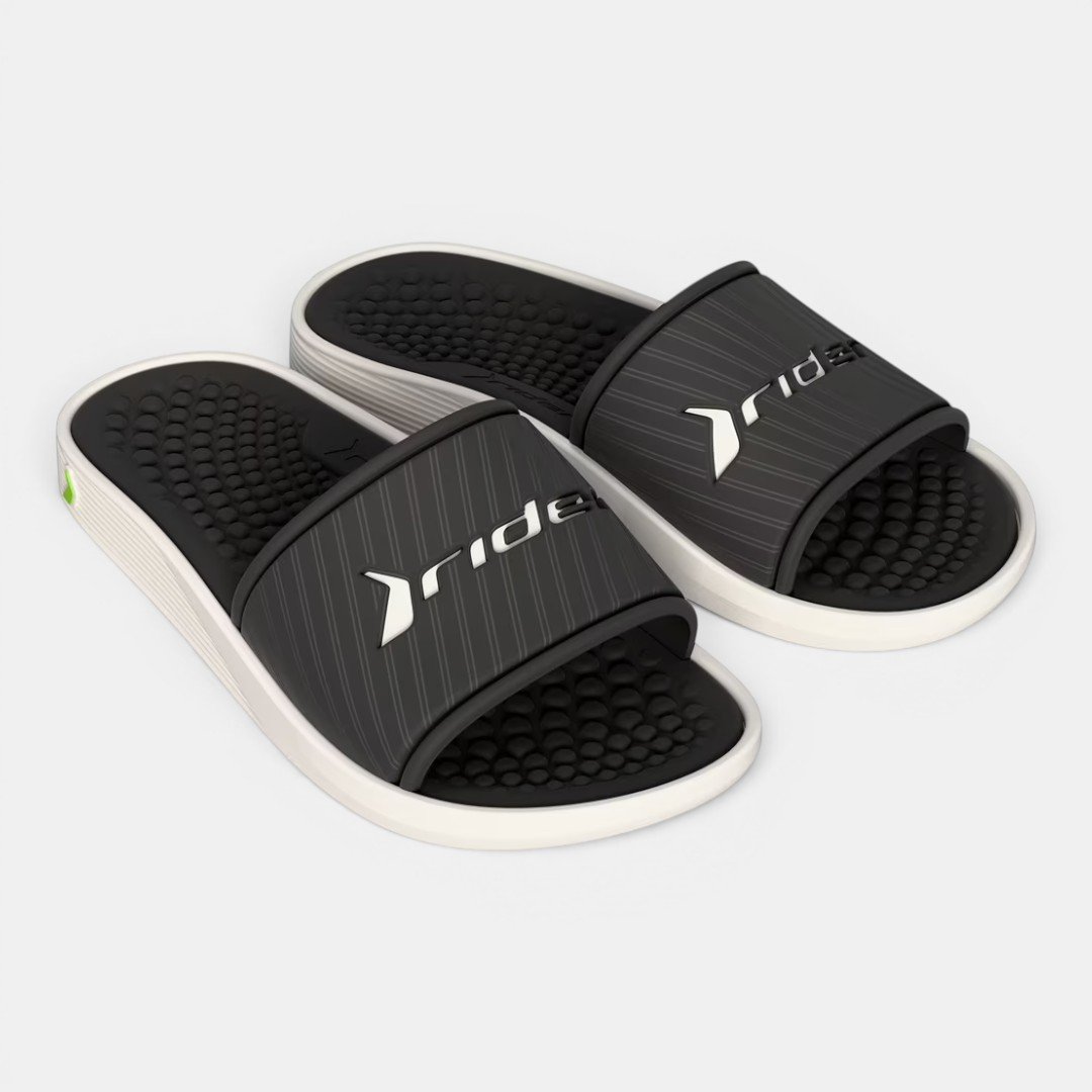 Chinelo Rider Pump Slide Infantil Preto Branco/Preto 2