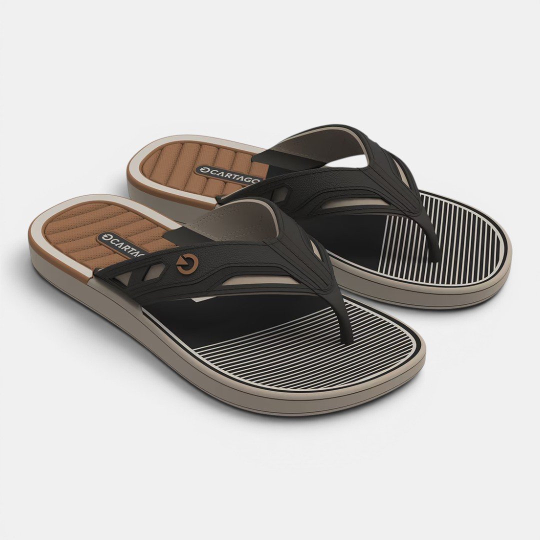 Chinelo Cartago Dallas Masculino Bege com Preto
