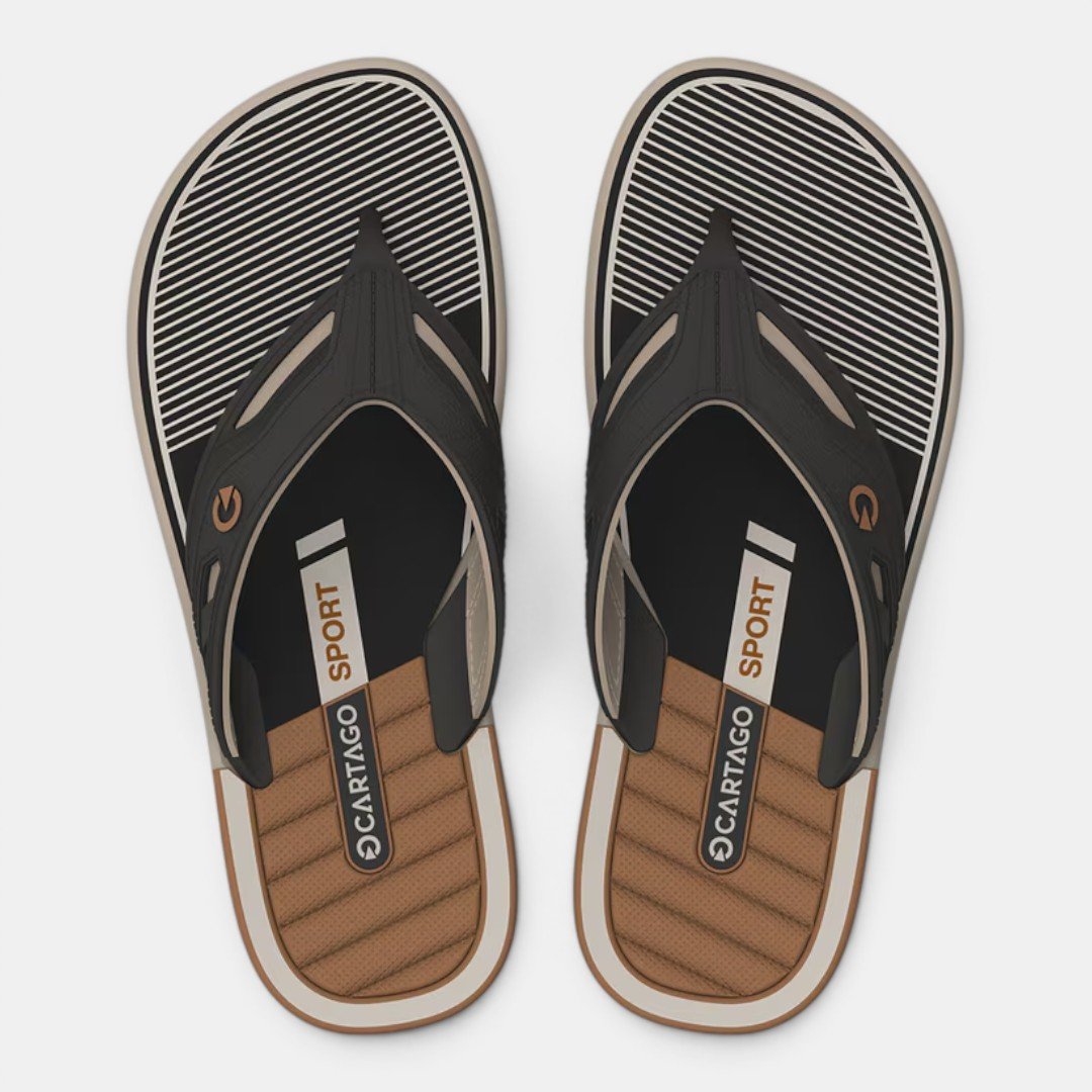 Chinelo Cartago Dallas Masculino Bege com Preto Bege/Preto 2