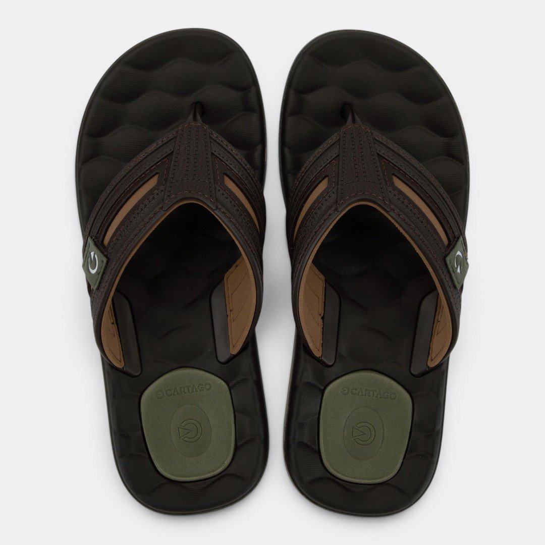 Chinelo Cartago Egeu Iv Maculino Marrom Bege/Verde 3