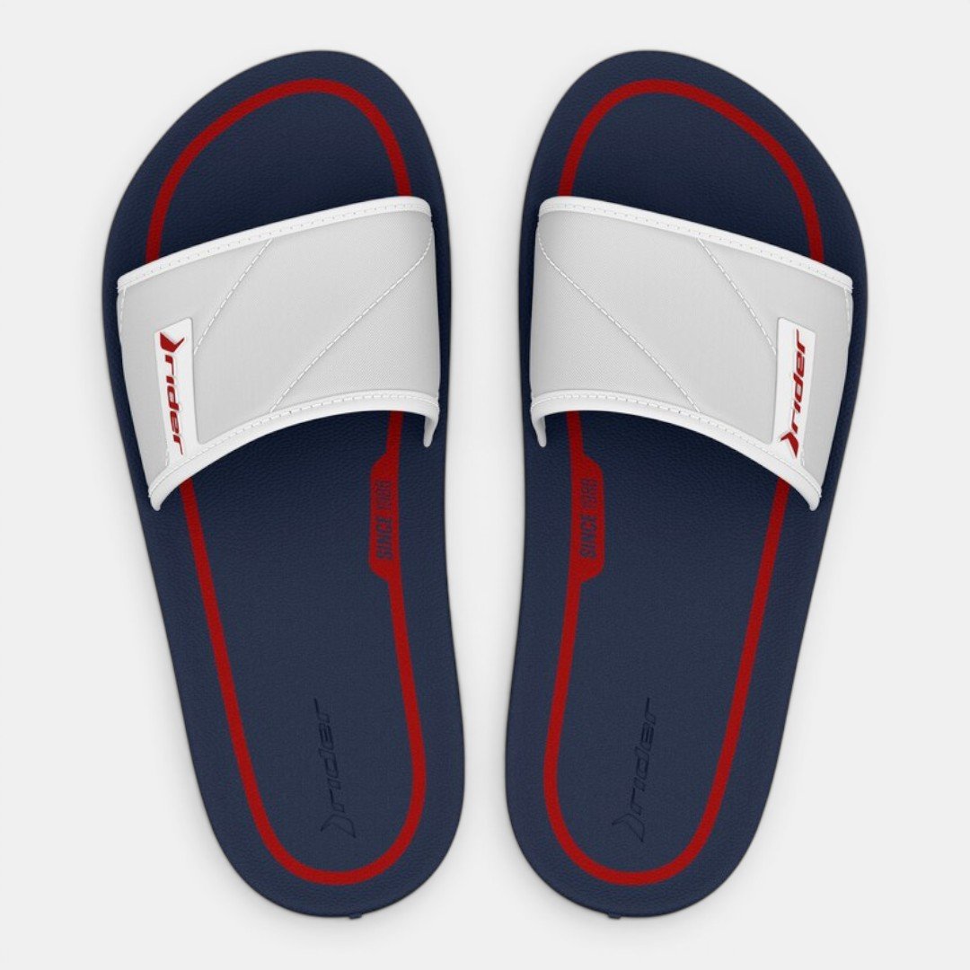 Chinelo Rider Street Slide Azul com Branco Azul/Vermelho 2