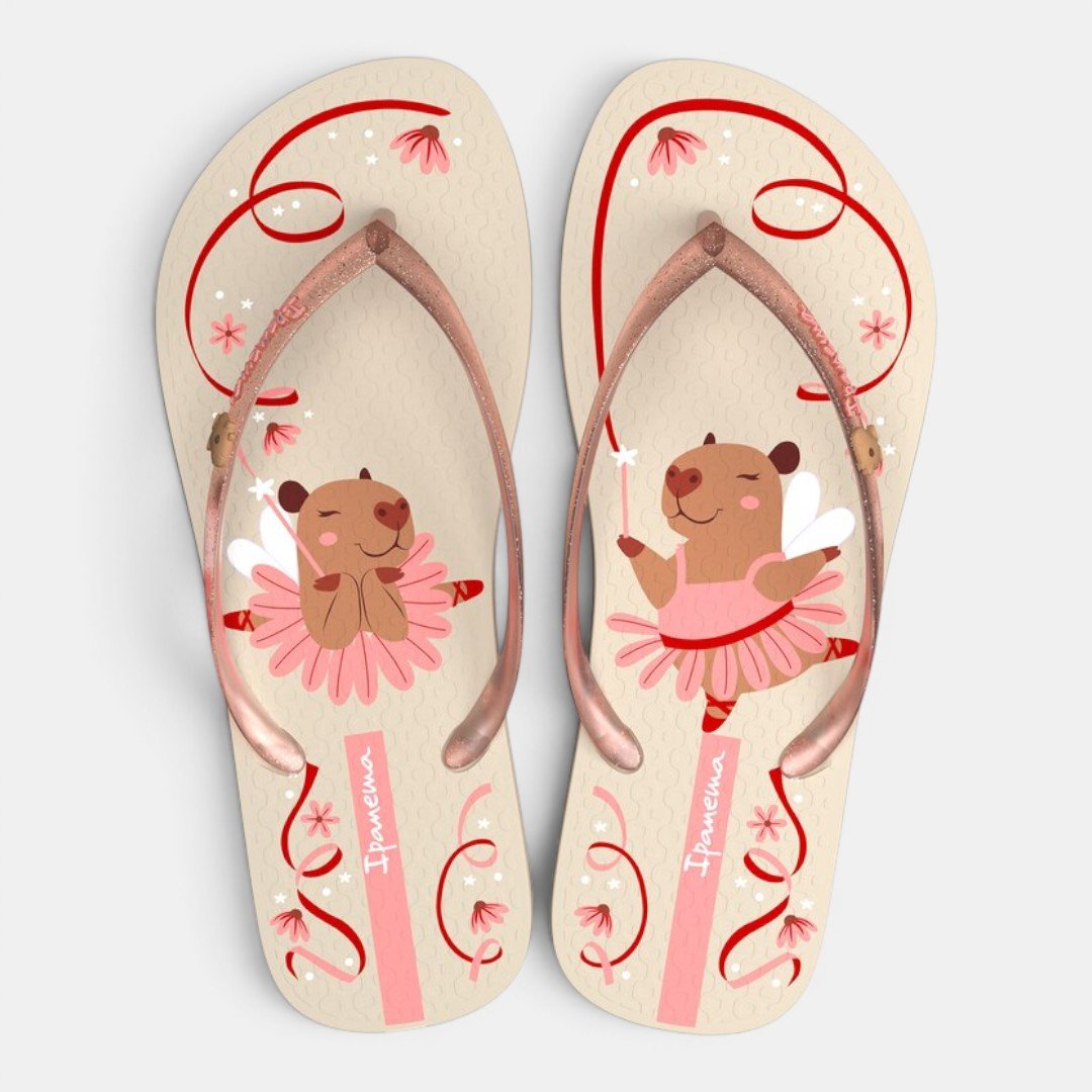 Chinelo Ipanema Hype Infantil Capivara Bege