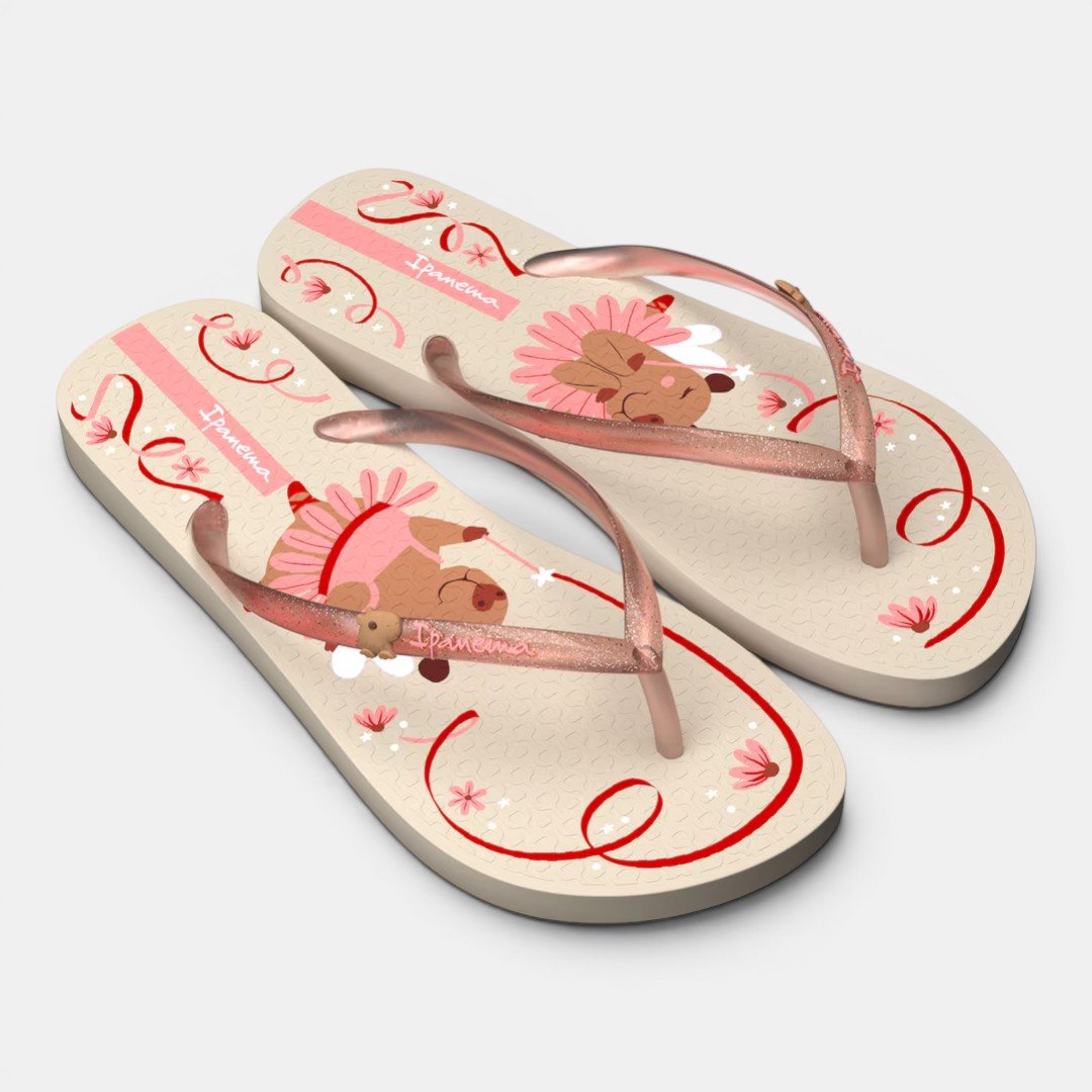 Chinelo Ipanema Hype Infantil Capivara Bege Bege/Rosa 2