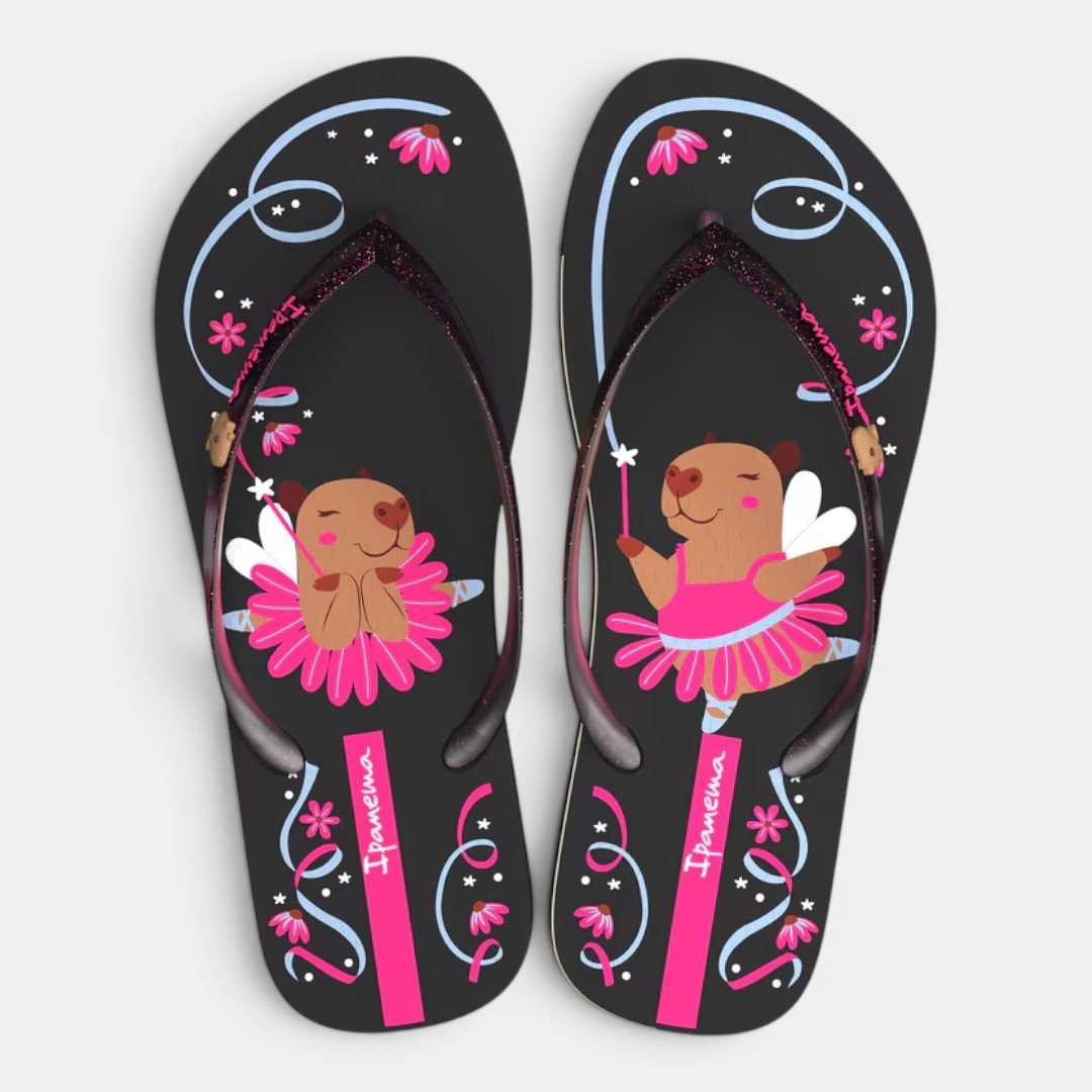 Chinelo Ipanema Hype Infantil Capivara Preto
