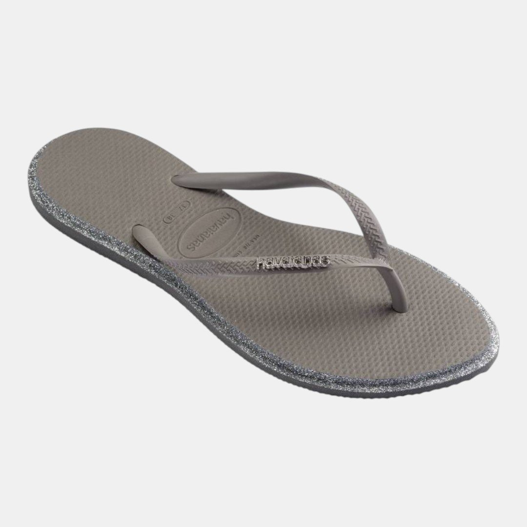 Chinelo Havaianas Slim Point Glitter Cinza