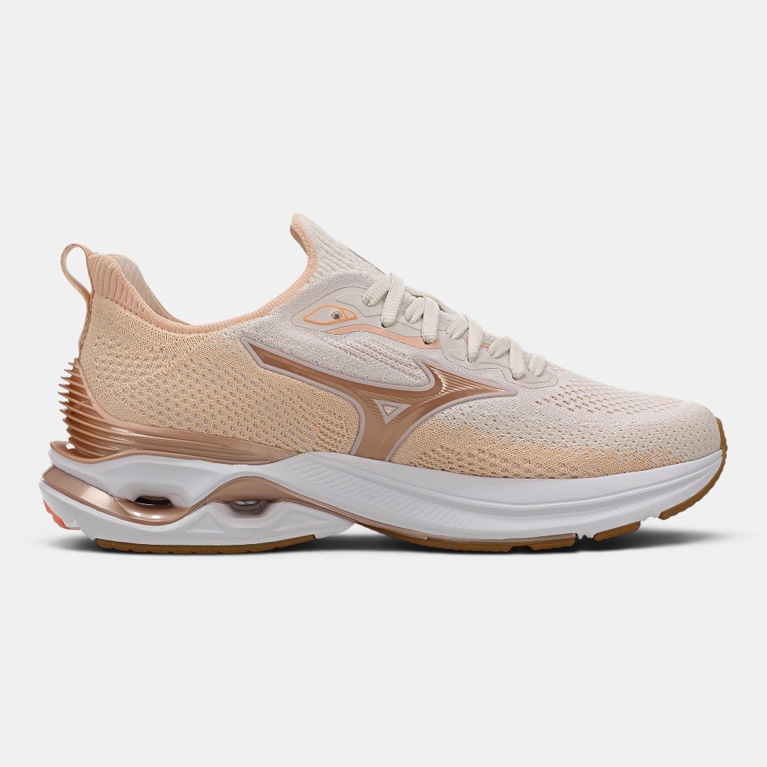 Tênis De Corrida Mizuno Wave Mirai 8 Bege com Rosa Bege 4