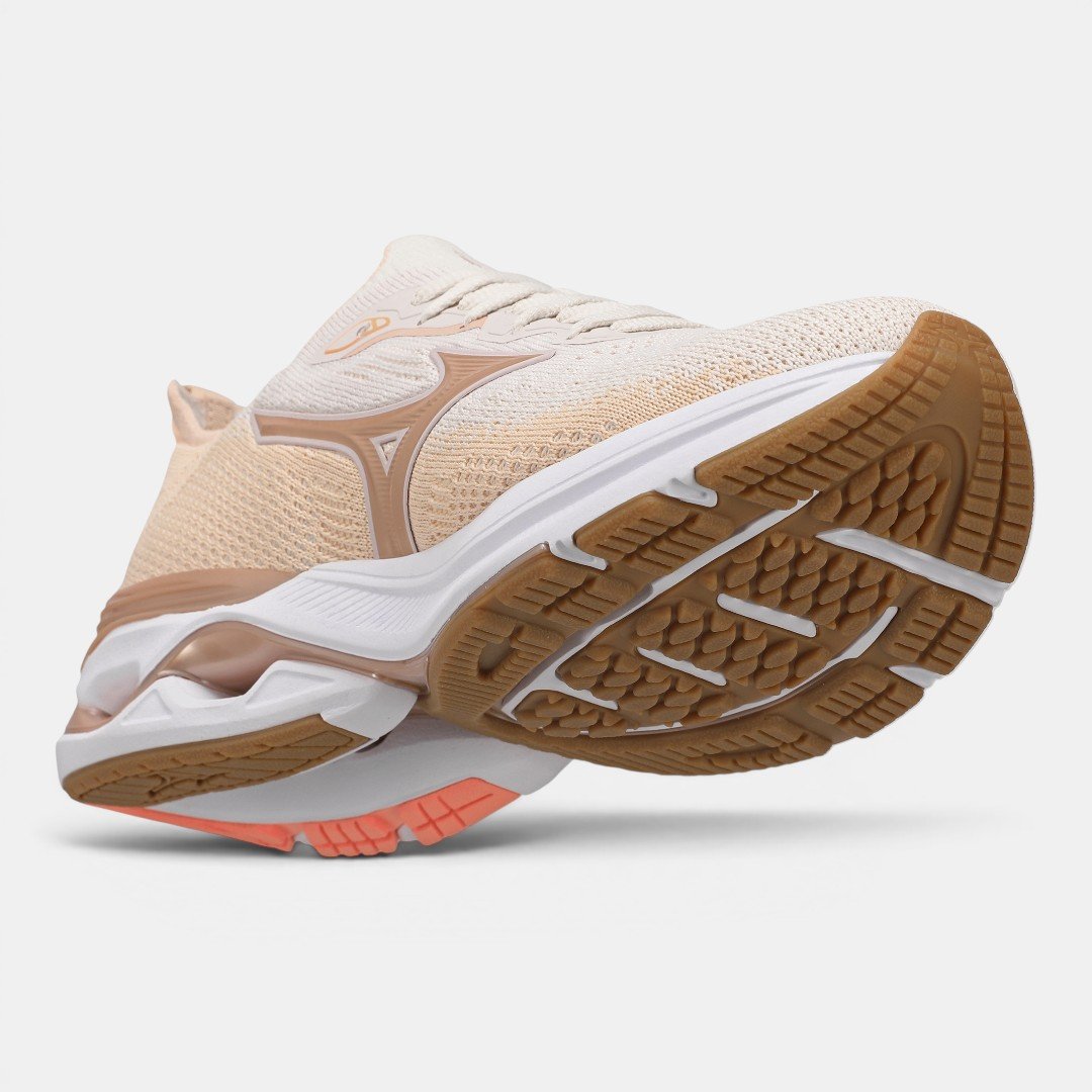 Tênis De Corrida Mizuno Wave Mirai 8 Bege com Rosa Bege 7