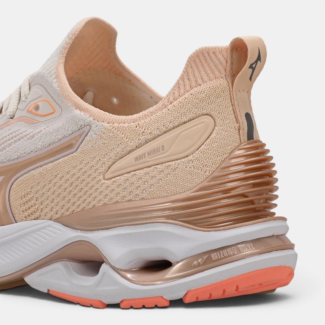 Tênis De Corrida Mizuno Wave Mirai 8 Bege com Rosa Bege 8