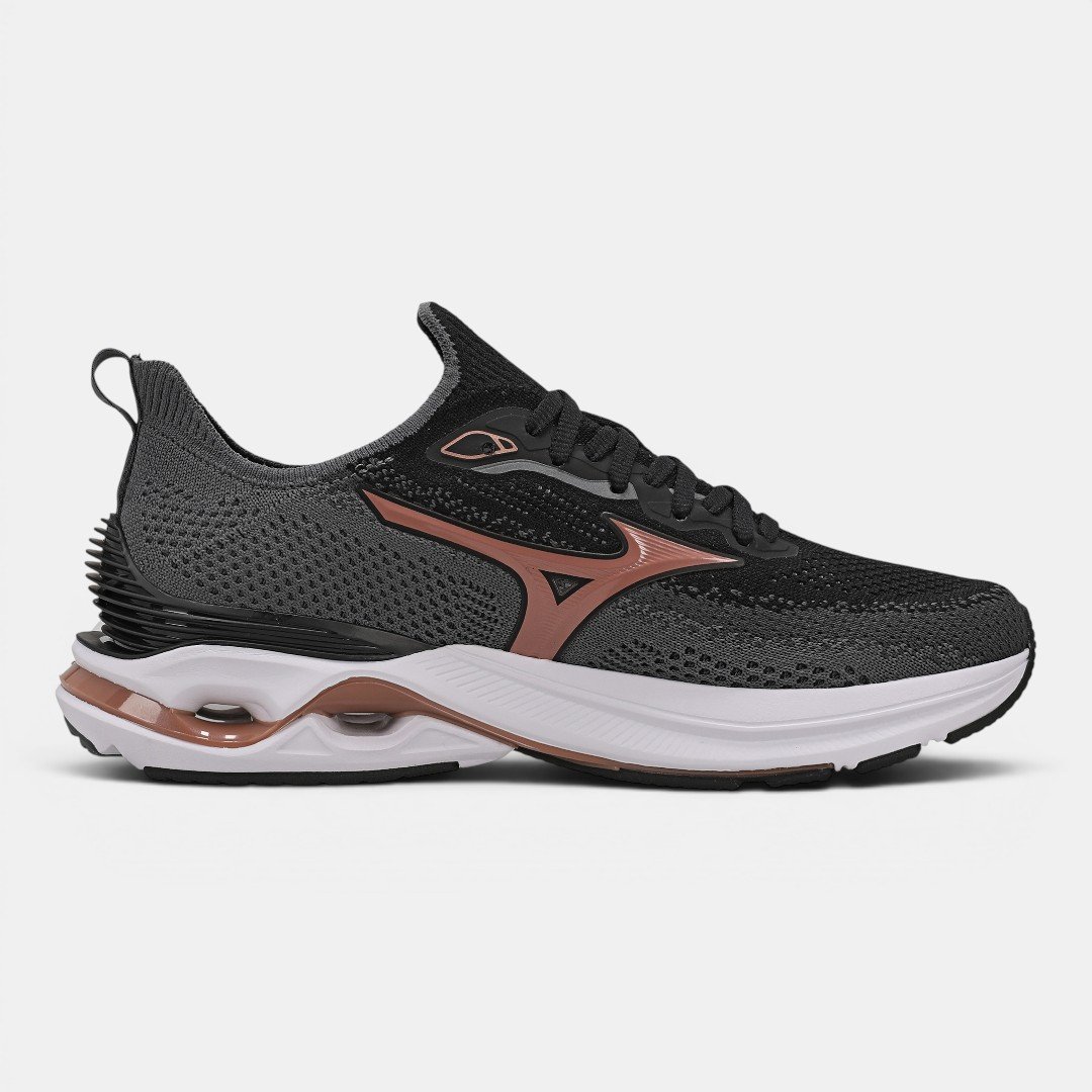 Tênis De Corrida Mizuno Wave Mirai 8 Preto com Rosê Preto/Rosa 4