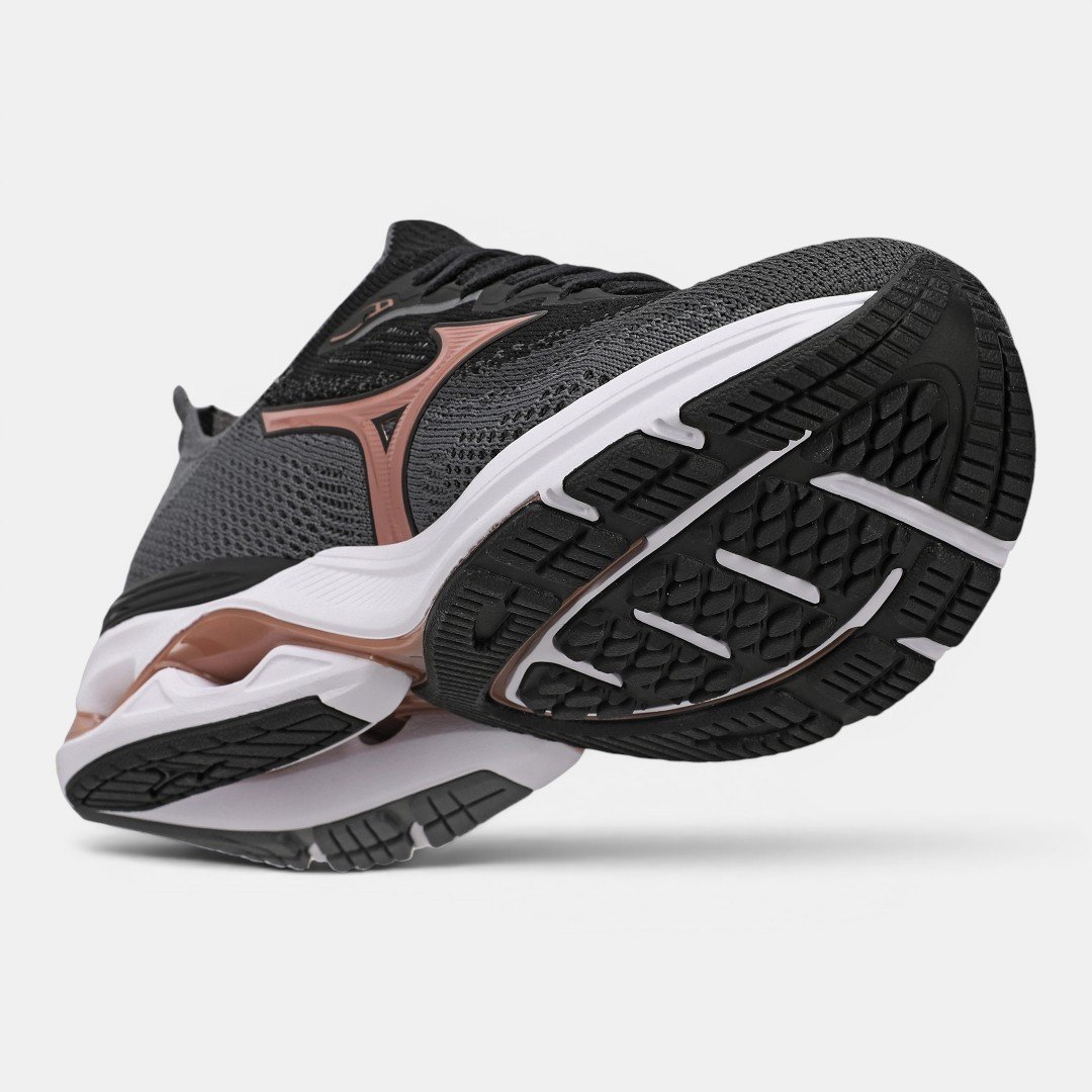 Tênis De Corrida Mizuno Wave Mirai 8 Preto com Rosê Preto/Rosa 7