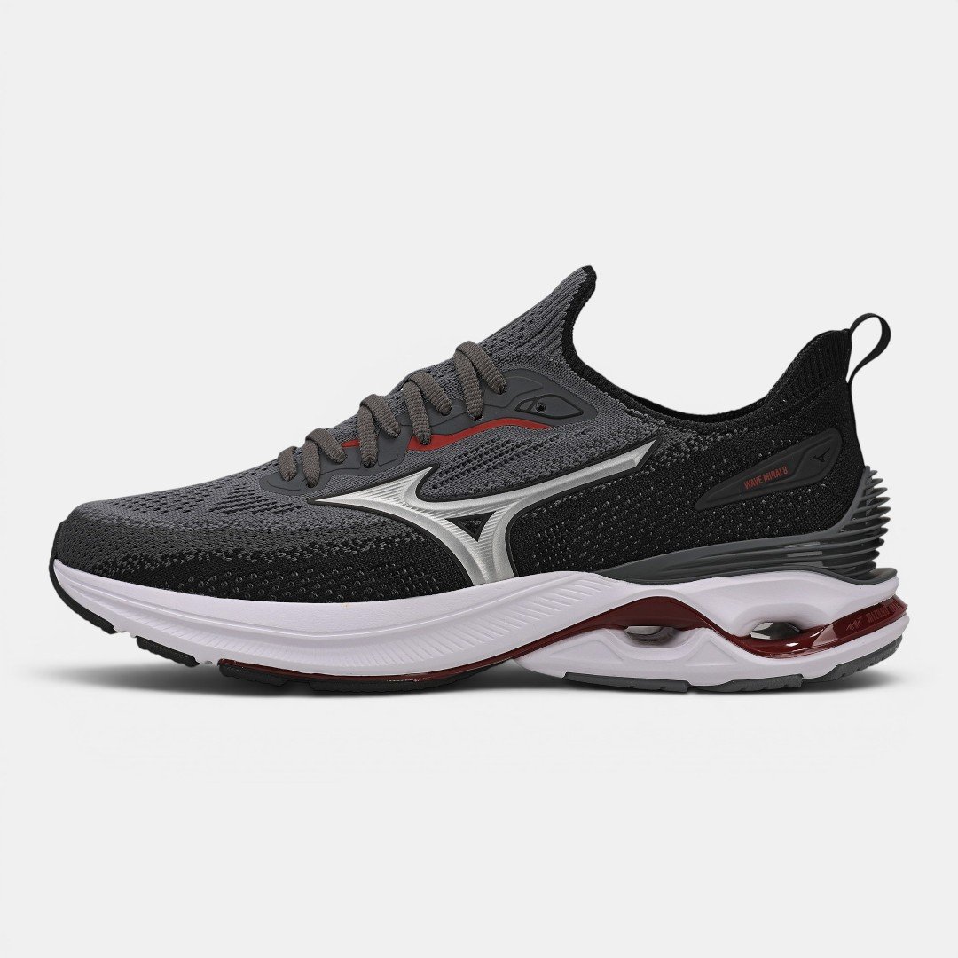 Tênis De Corrida Mizuno Wave Mirai 8 Cinza com Preto