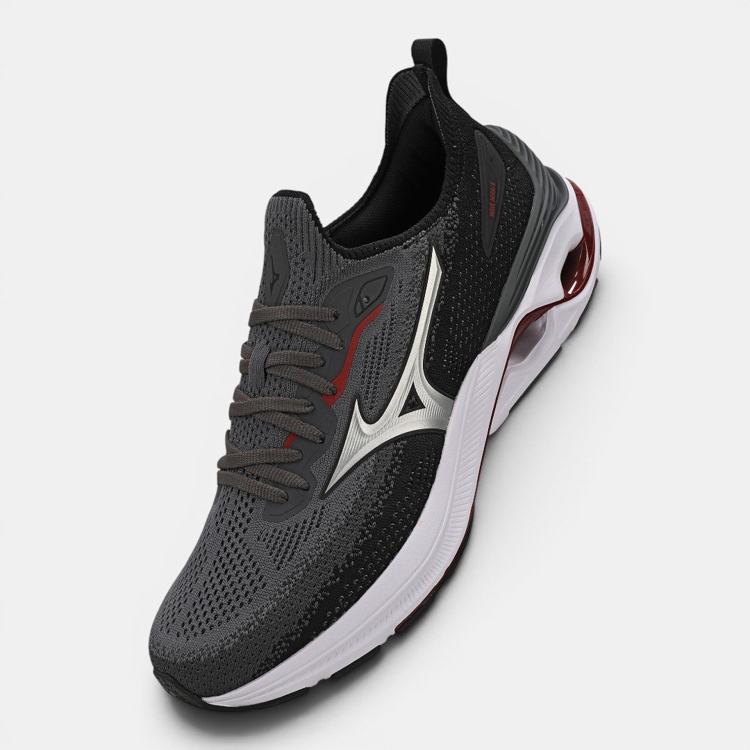Tênis De Corrida Mizuno Wave Mirai 8 Cinza com Preto Cinza/Preto 2