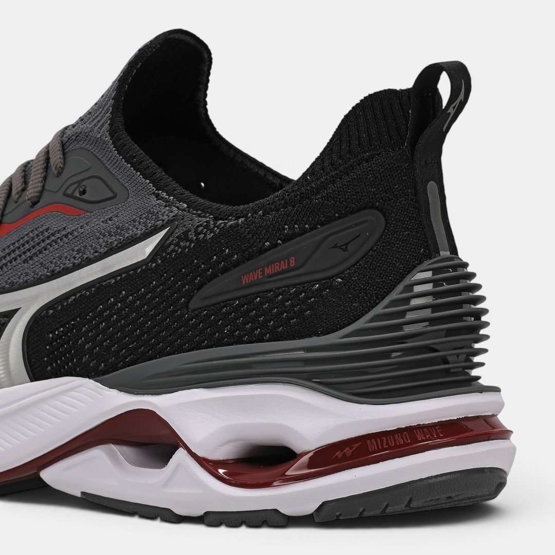 Tênis De Corrida Mizuno Wave Mirai 8 Cinza com Preto Cinza/Preto 8