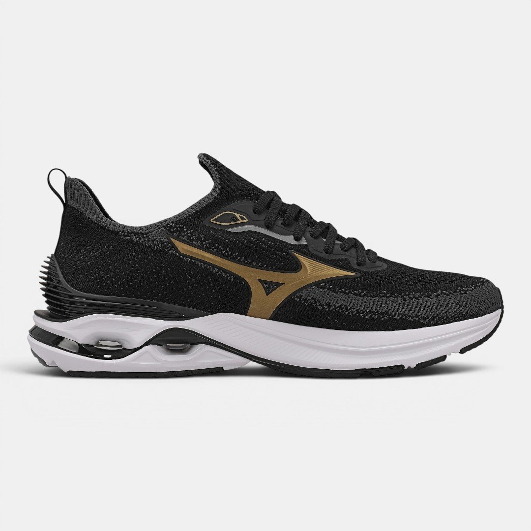 Tênis De Corrida Mizuno Wave Mirai 8 Preto com Dourado Preto/Dourado 4