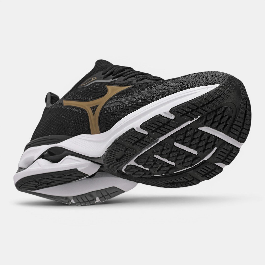 Tênis De Corrida Mizuno Wave Mirai 8 Preto com Dourado Preto/Dourado 7