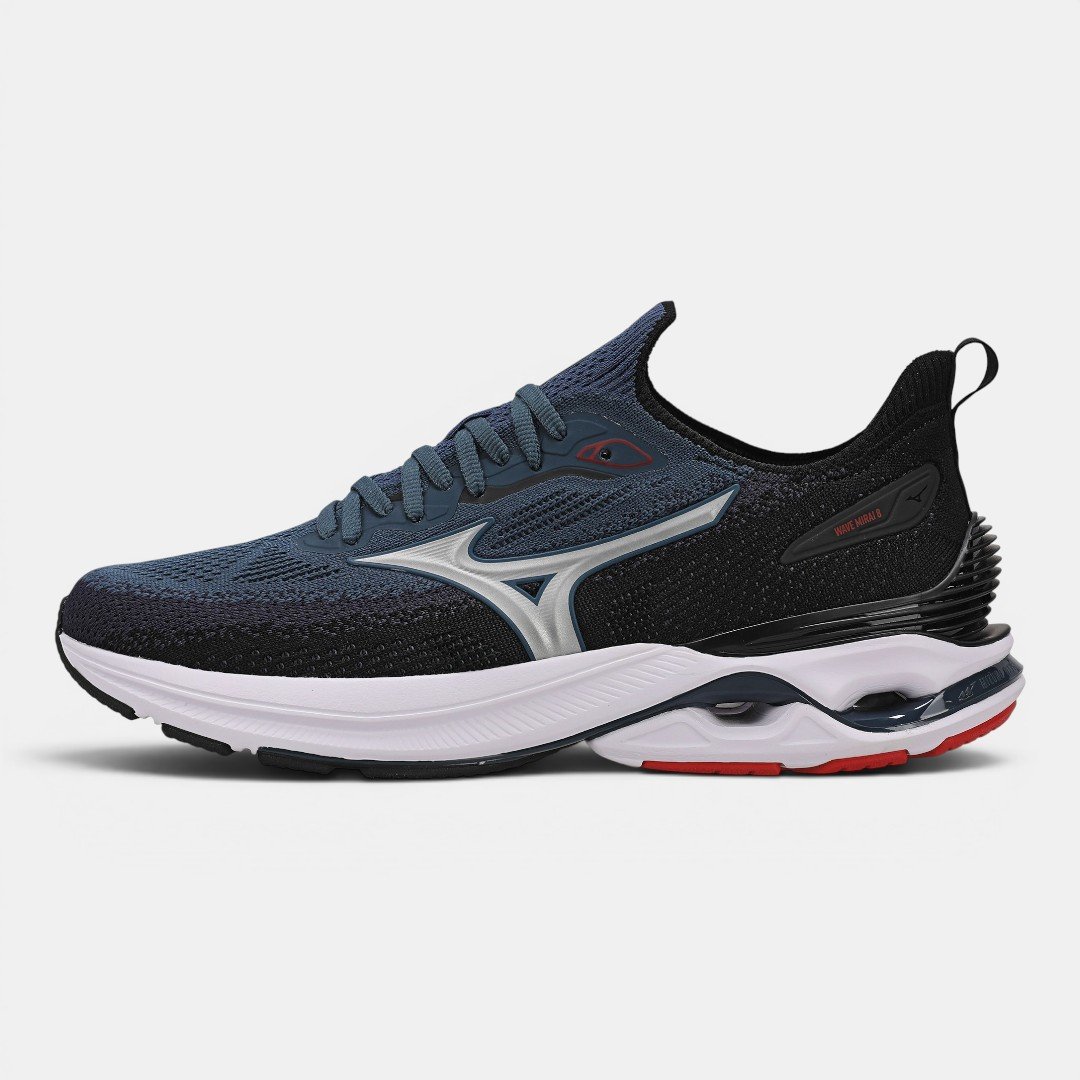 Tênis De Corrida Mizuno Wave Mirai 8 Azul com Preto