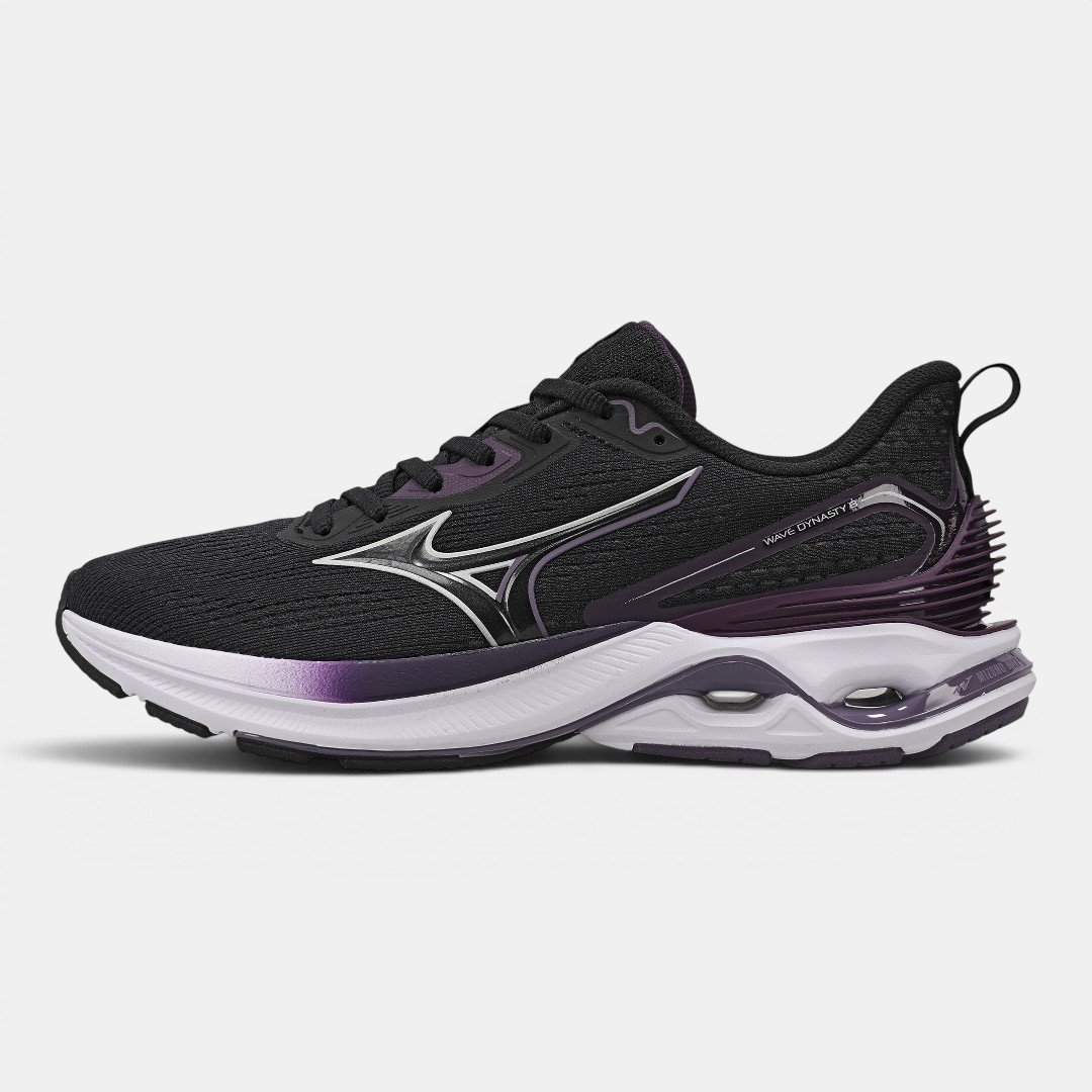 Tênis De Corrida Mizuno Wave Dynasty 8 Preto com Roxo