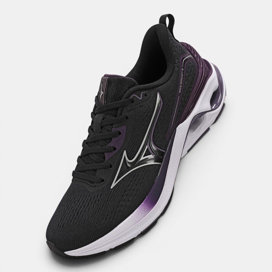 Tênis De Corrida Mizuno Wave Dynasty 8 Preto com Roxo Preto/Roxo 2