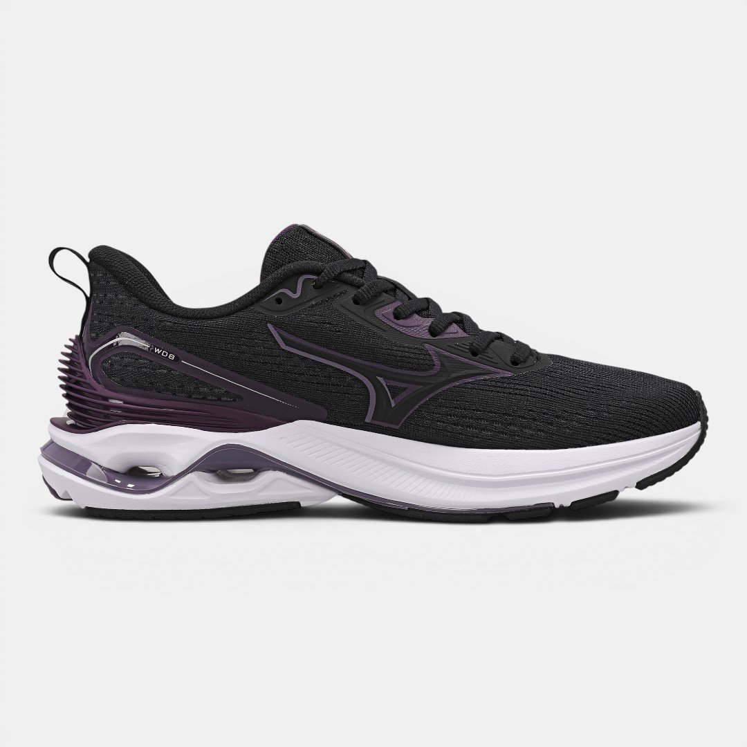 Tênis De Corrida Mizuno Wave Dynasty 8 Preto com Roxo Preto/Roxo 4