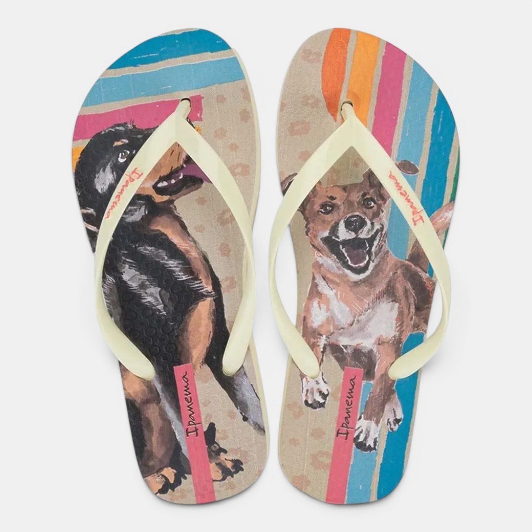 Chinelo Ipanema Love Pets Cachorros Bege