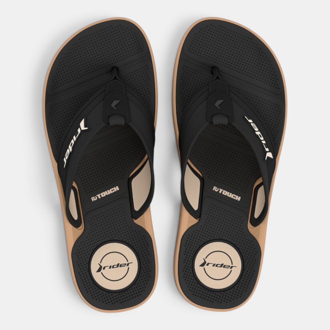 Chinelo Rider Trace Plus Preto Bege 2