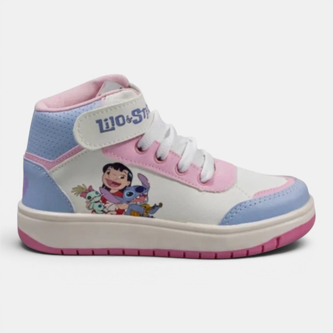 Tênis Disney Stitch Infantil Cano Alto Branco