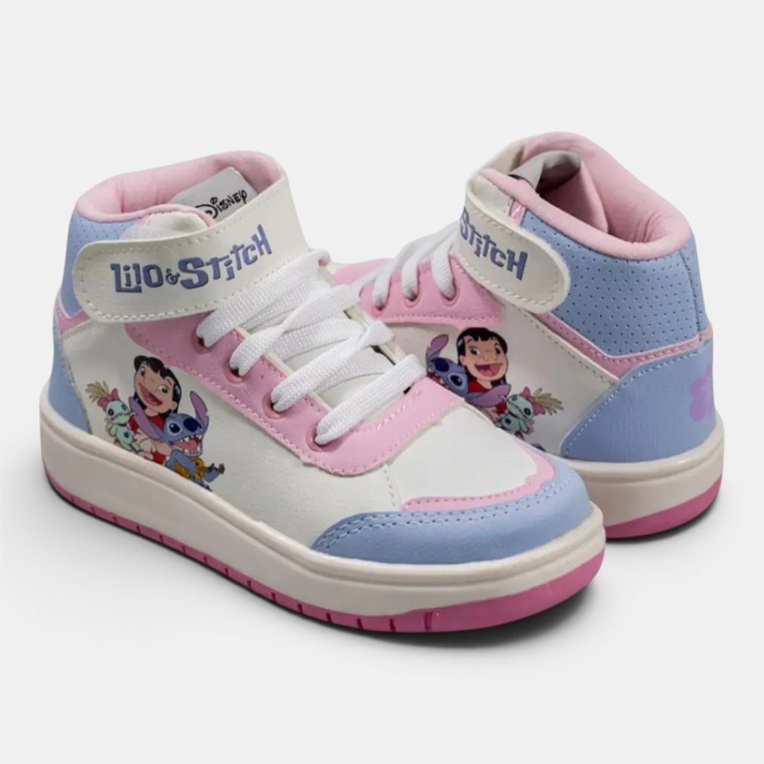 Tênis Disney Stitch Infantil Cano Alto Branco Branco 4