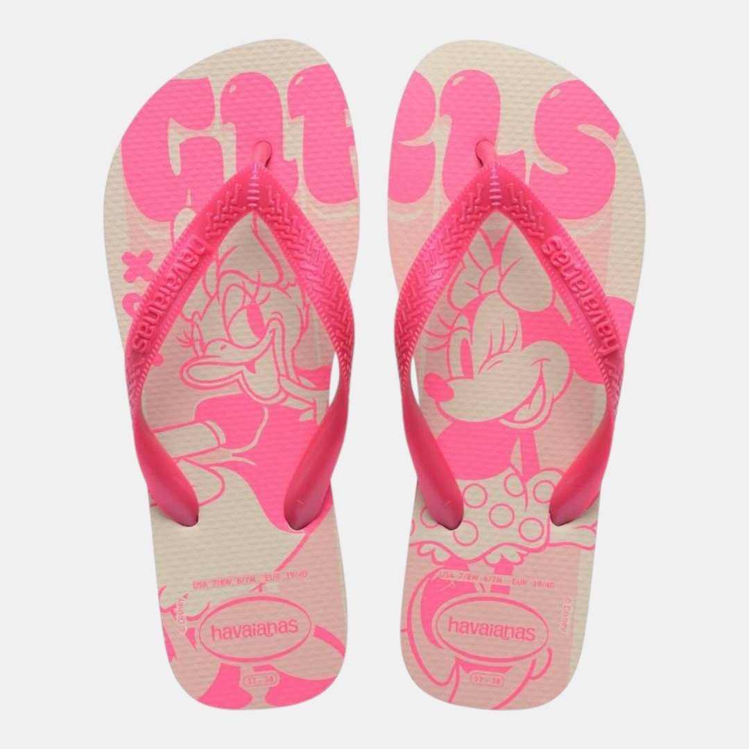 Chinelo Havaianas Top Disney Minnie Bege com Rosa