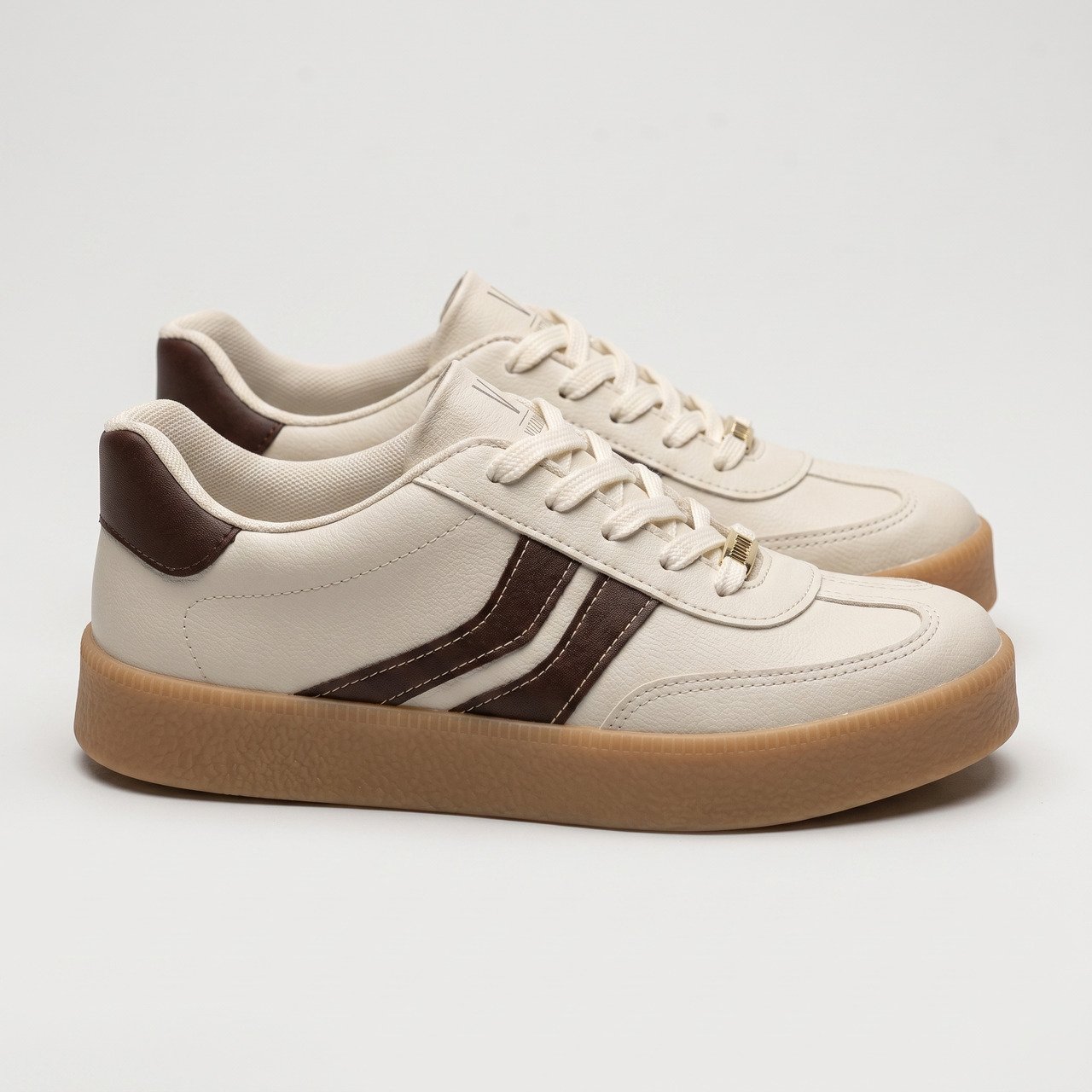 Tênis Vizzano Casual Feminino Off White com Marrom Branco 3