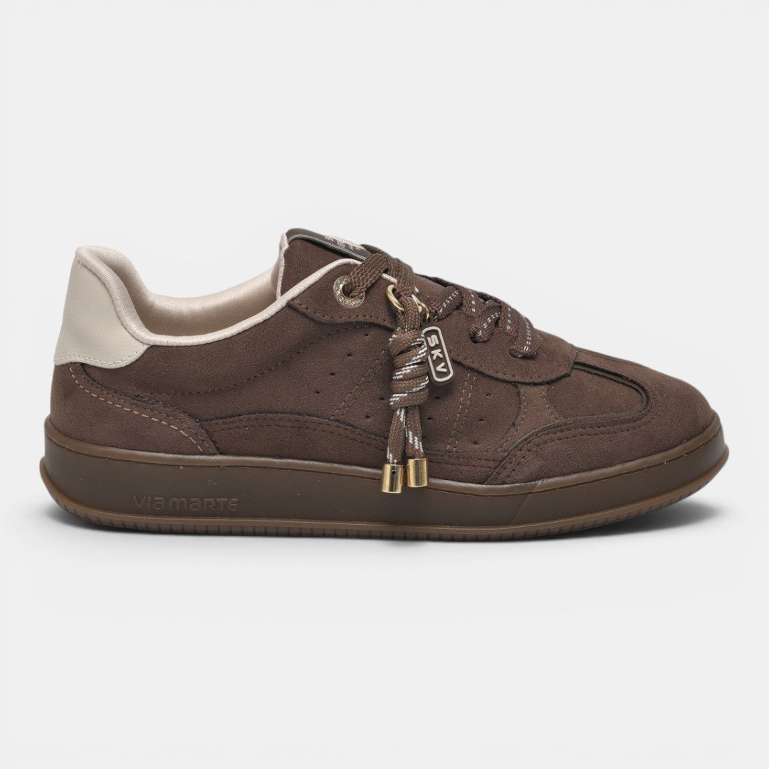 Tênis Via Marte Casual Feminino Camurça Marrom