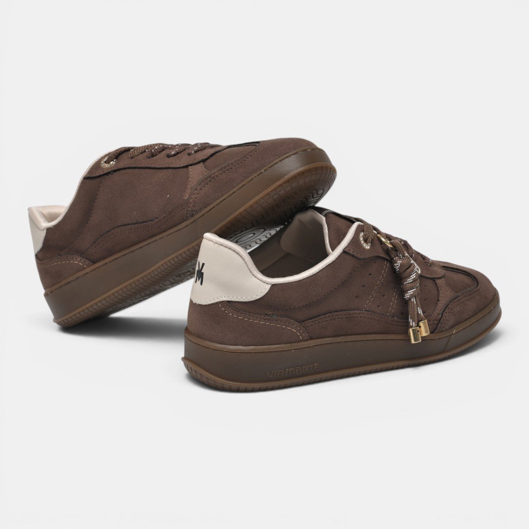 Tênis Via Marte Casual Feminino Camurça Marrom Bege 4