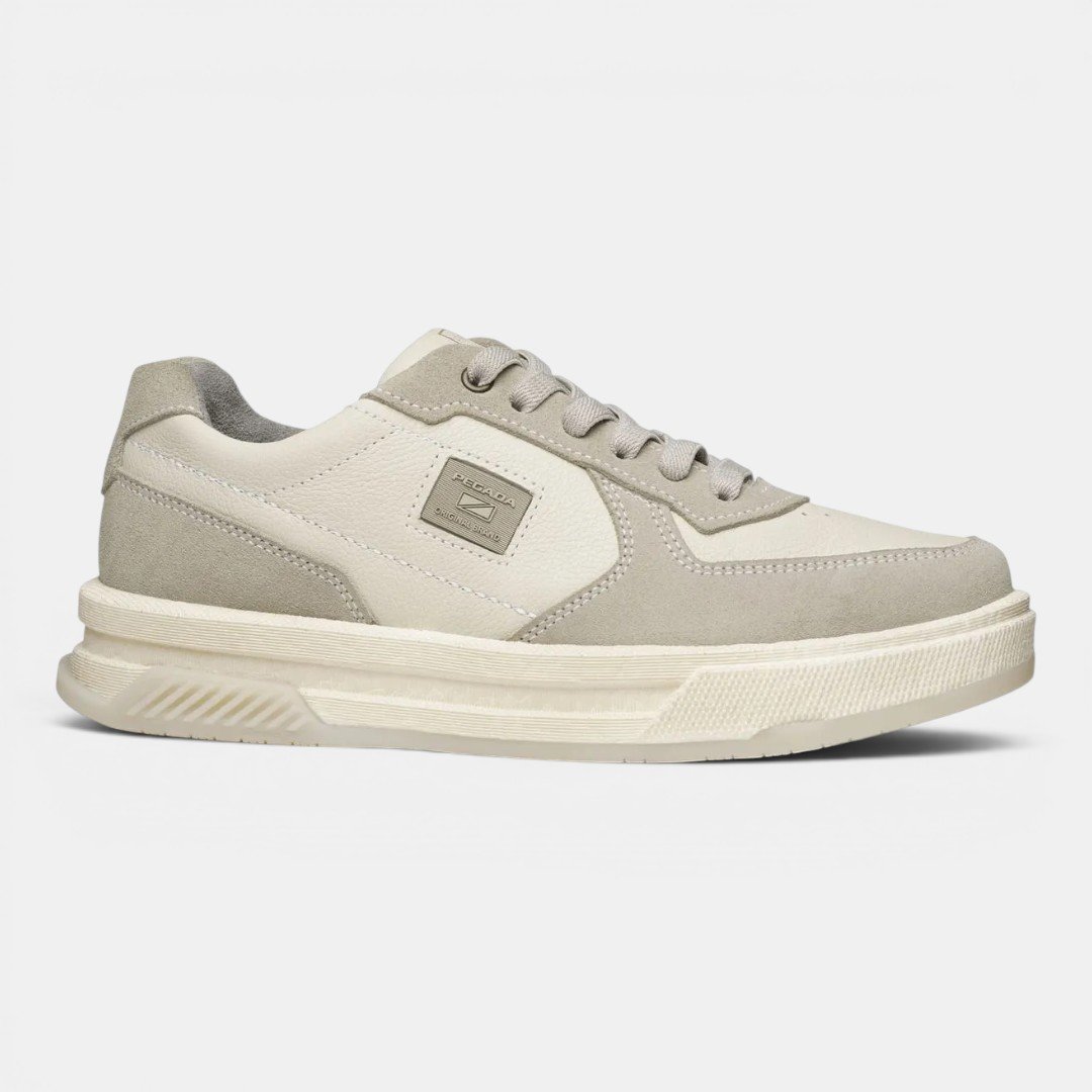 Tênis Casual Pegada Masculino Em Couro Off White