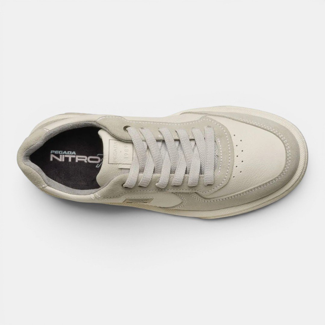 Tênis Casual Pegada Masculino Em Couro Off White Branco 7