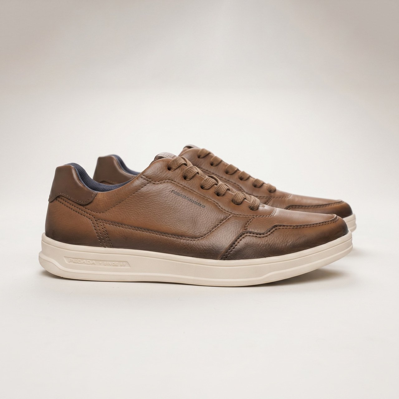 Tênis Casual Pegada Masculino Em Couro Marrom Marrom 3