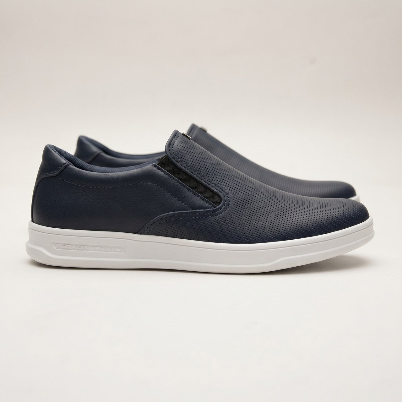 Tênis Casual Pegada Slip On Masculino Em Couro Azul Marinho Azul 2
