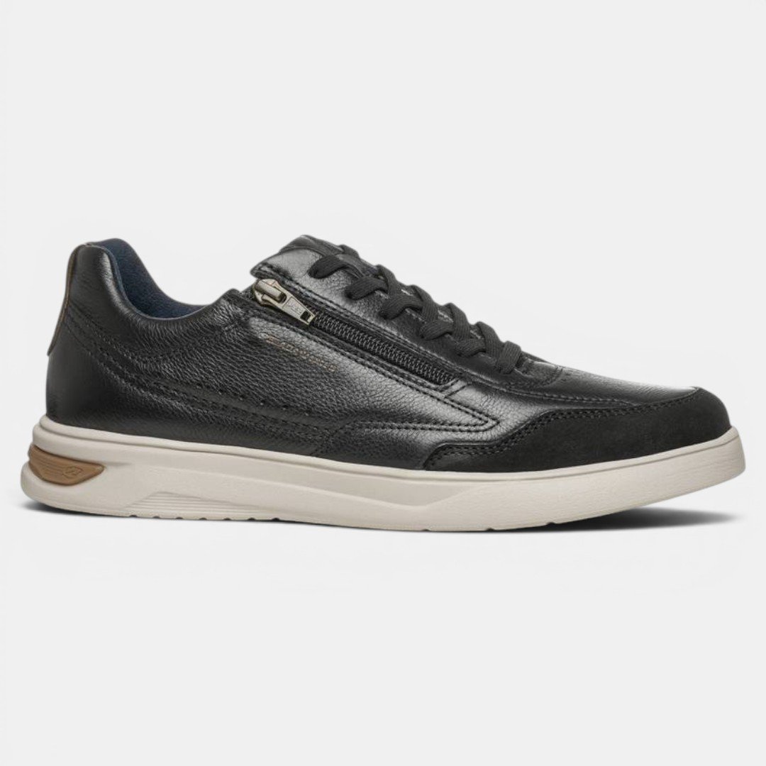 Tênis Casual Pegada Masculino Em Couro Preto