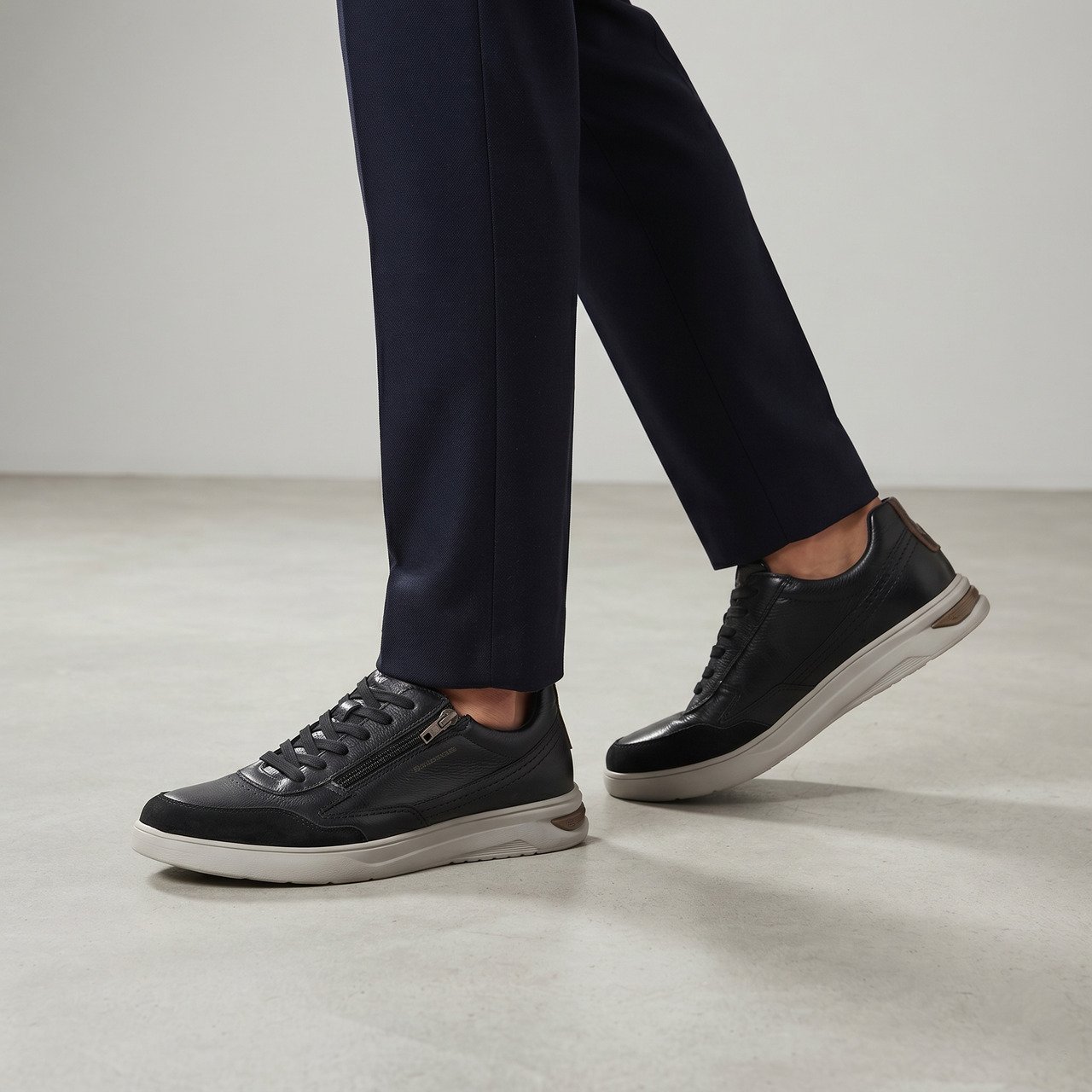 Tênis Casual Pegada Masculino Em Couro Preto Preto 3