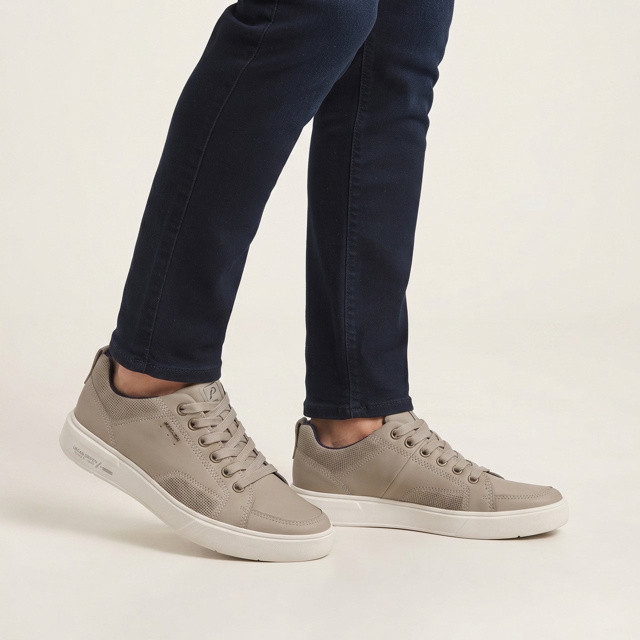 Tênis Casual Pegada Masculino Em Couro Bege Bege 2