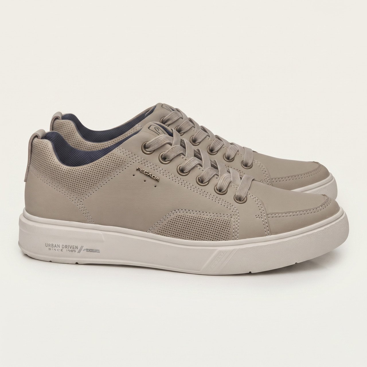 Tênis Casual Pegada Masculino Em Couro Bege Bege 3