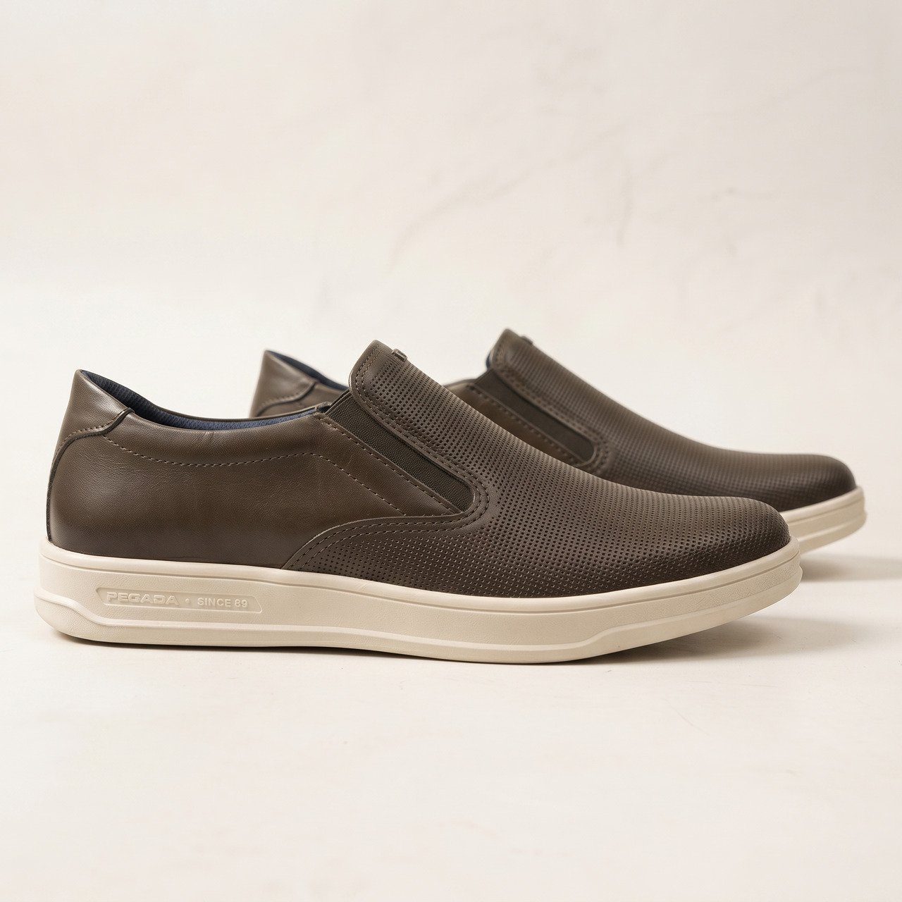 Tênis Casual Pegada Slip On Masculino Em Couro Marrom Marrom 2