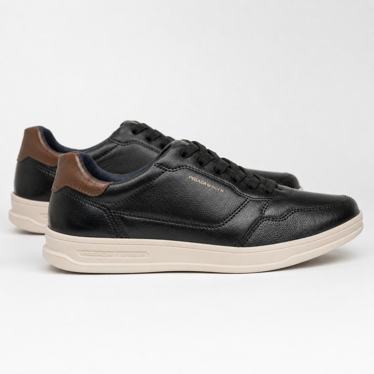 Tênis Casual Pegada Masculino Em Couro Preto Preto 2