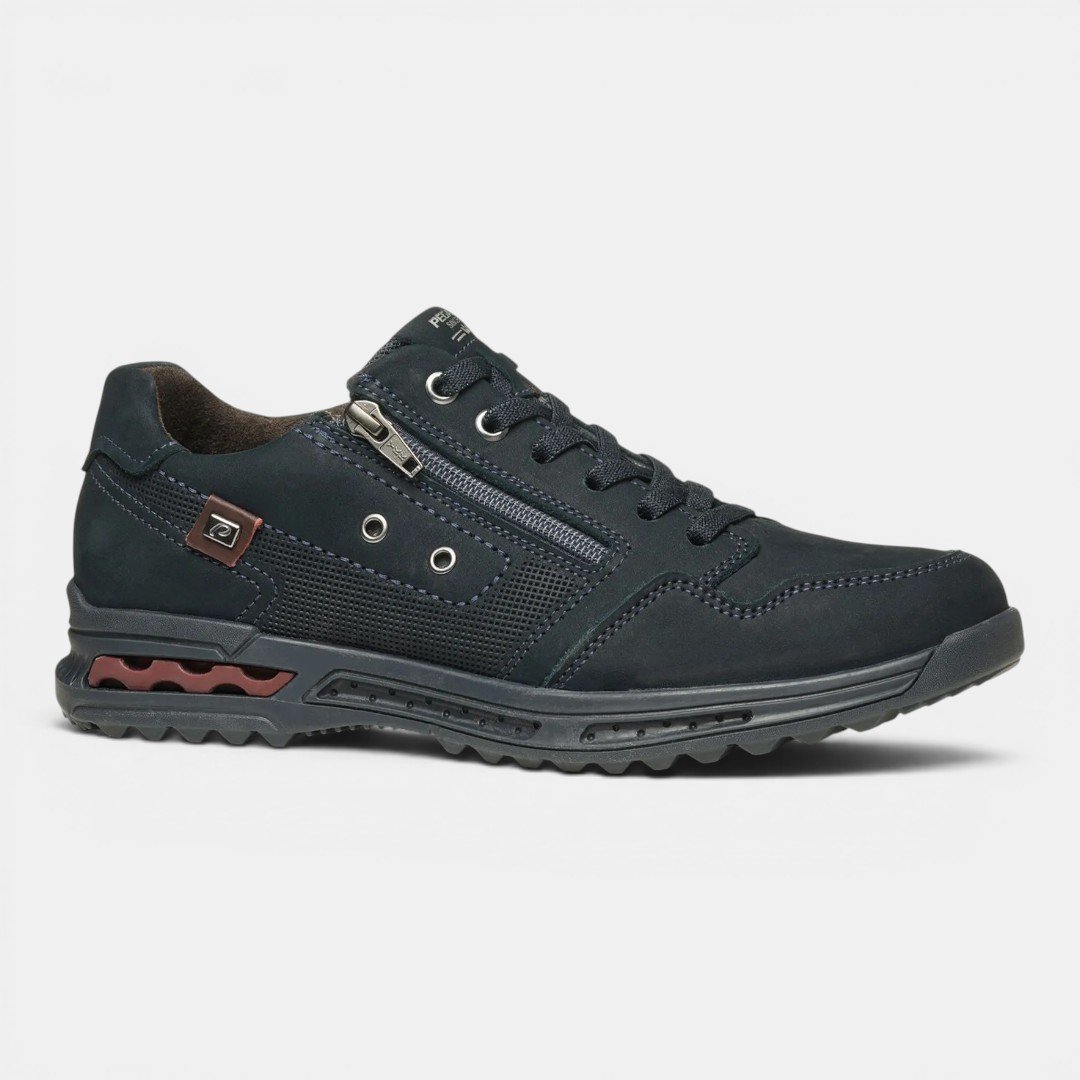 Tênis Casual Pegada Masculino Em Couro Azul Marinho