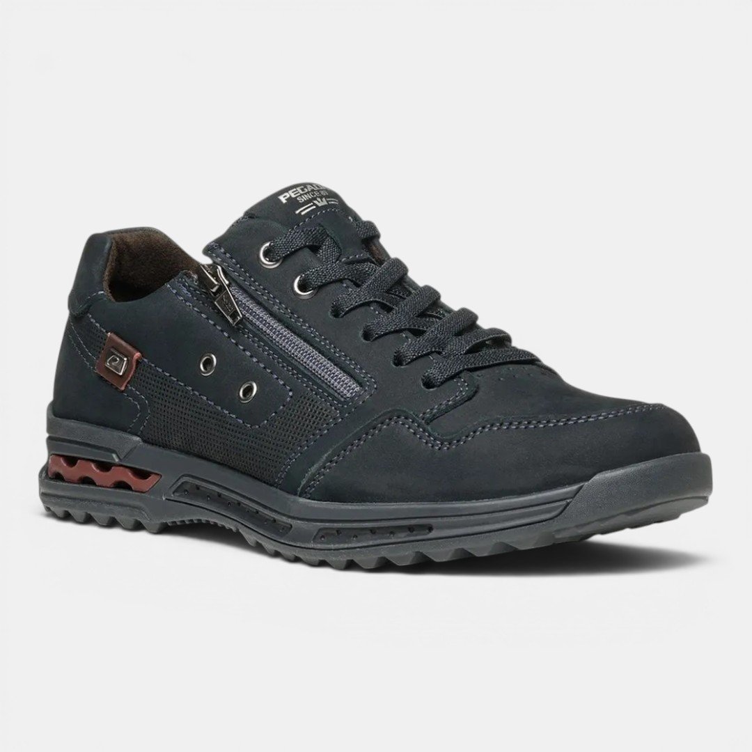 Tênis Casual Pegada Masculino Em Couro Azul Marinho Azul 2