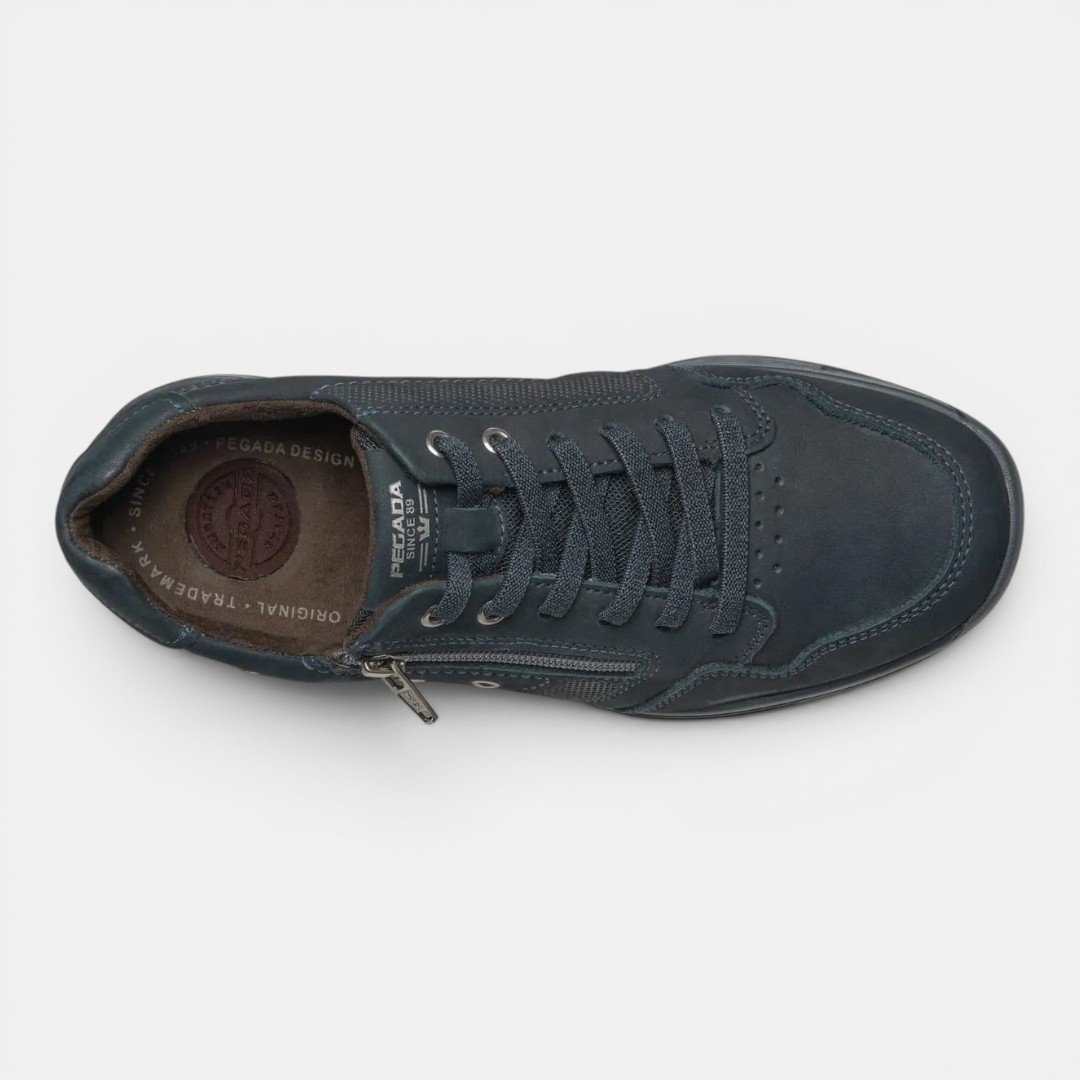 Tênis Casual Pegada Masculino Em Couro Azul Marinho Azul 5