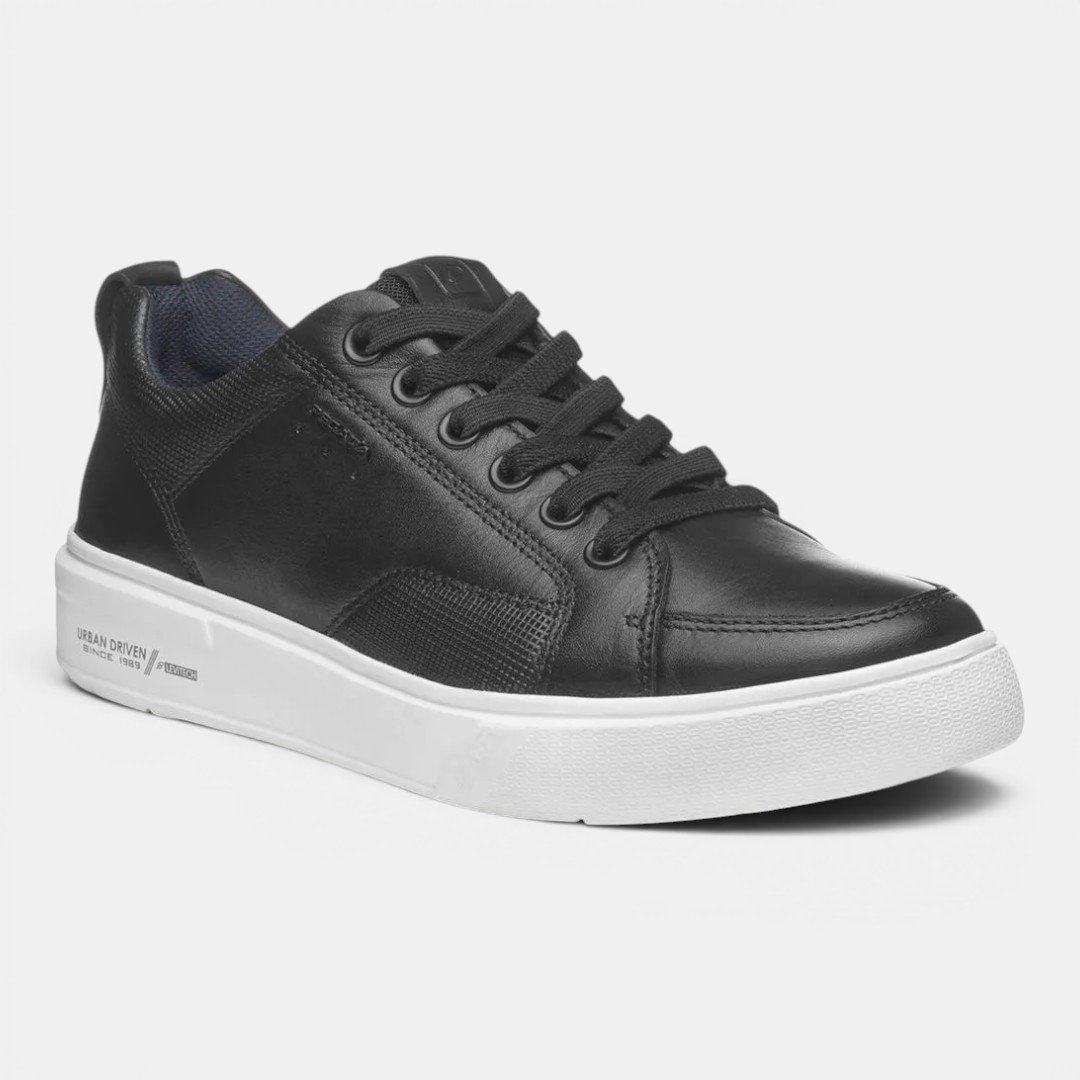 Tênis Casual Pegada Masculino Em Couro Preto Preto 2