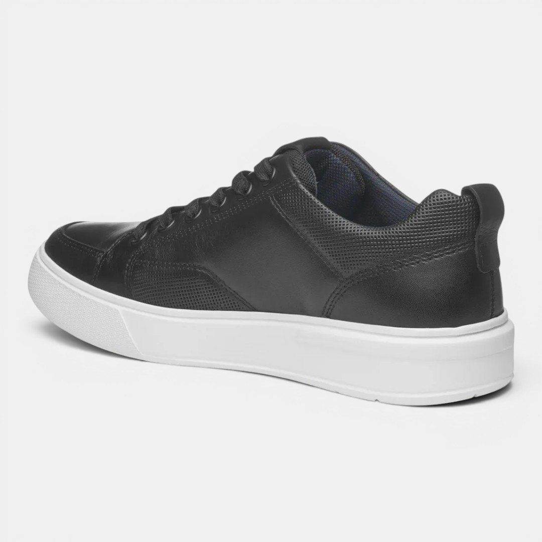 Tênis Casual Pegada Masculino Em Couro Preto Preto 3