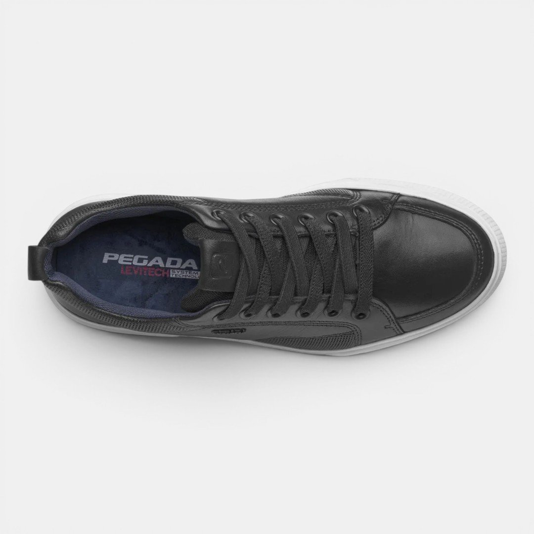 Tênis Casual Pegada Masculino Em Couro Preto Preto 5