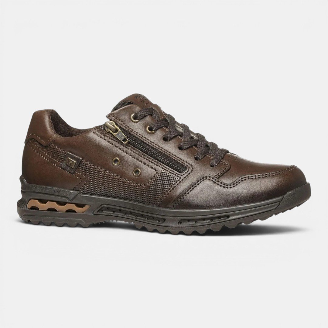 Tênis Casual Pegada Masculino Em Couro Marrom
